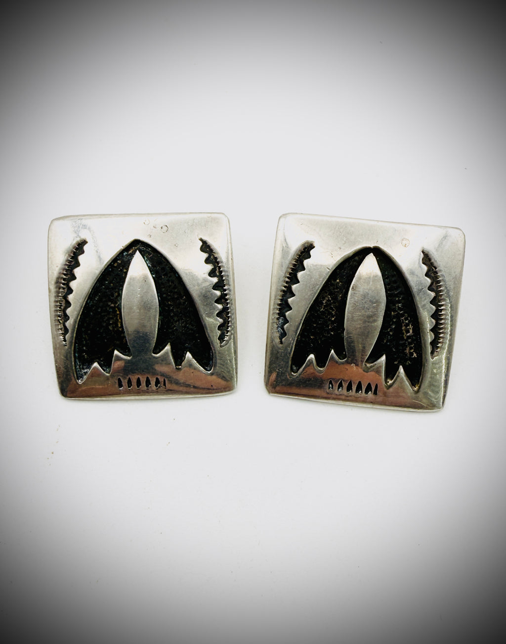 Navajo Sterling Silver Overlay Square Earrings – JB Hallmark, 1" Posts