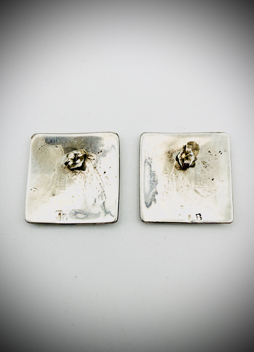 Navajo Sterling Silver Overlay Square Earrings – JB Hallmark, 1" Posts