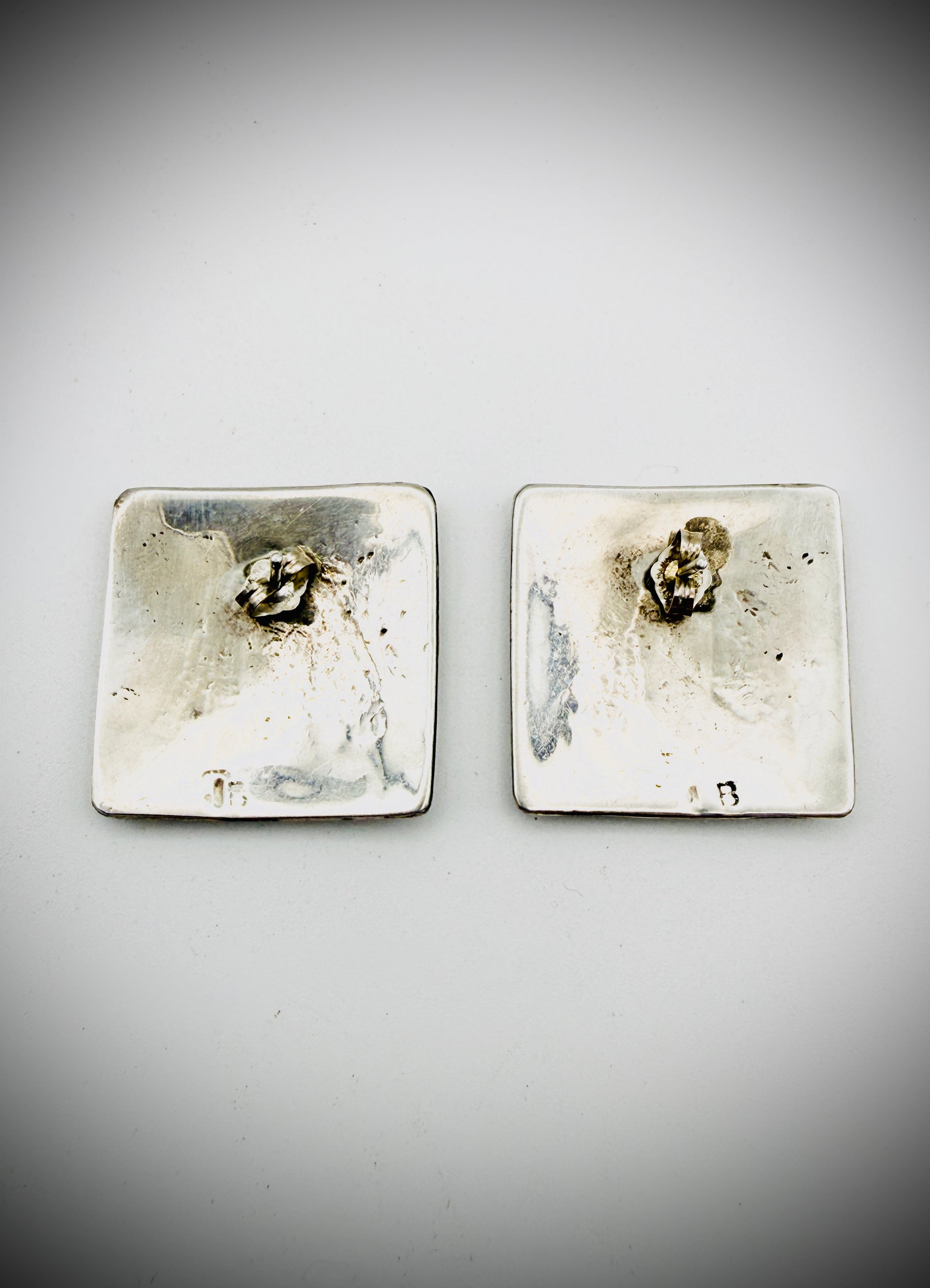 Navajo Sterling Silver Overlay Square Earrings – JB Hallmark, 1" Posts