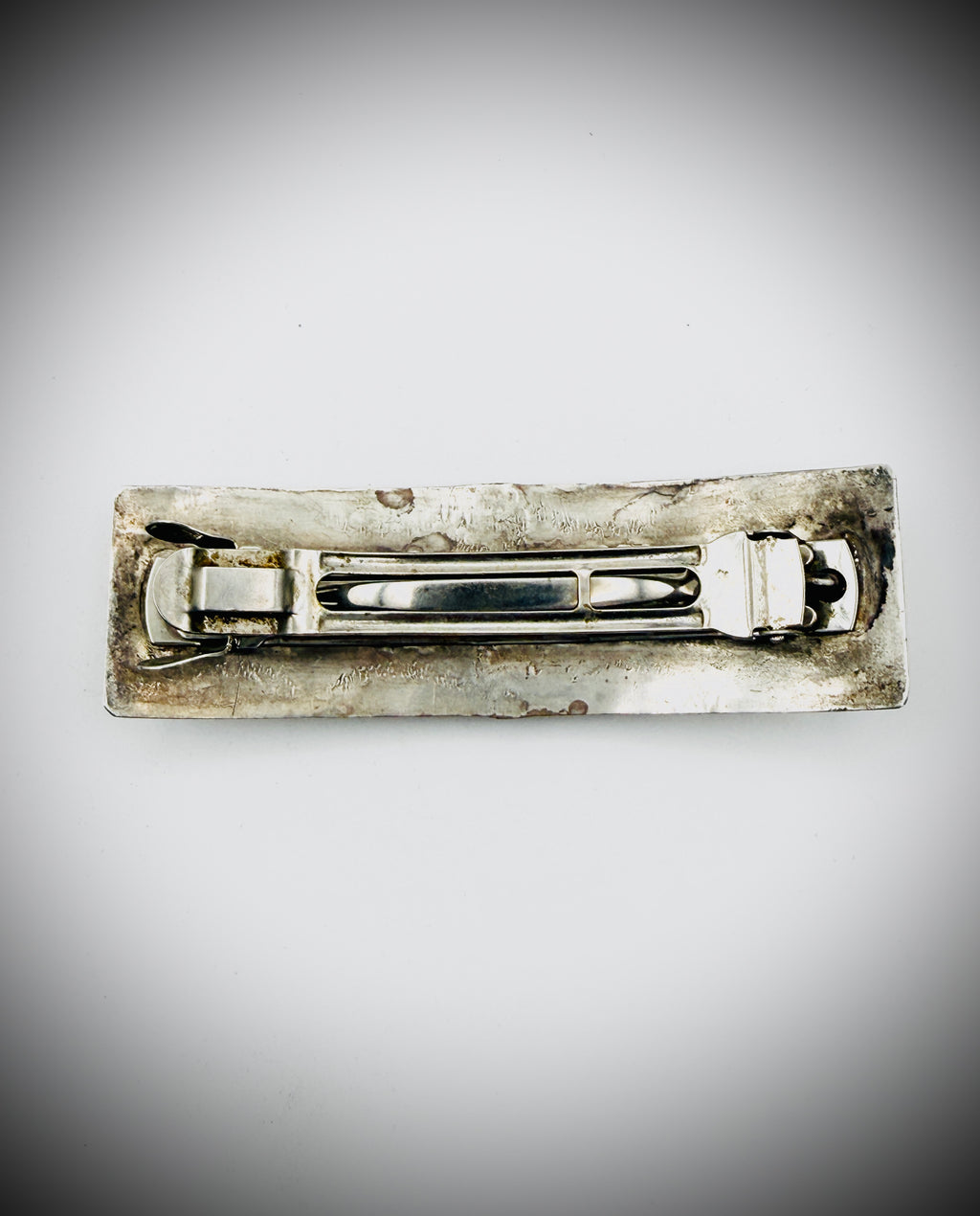 Vintage Sterling Silver Turquoise 3-Stone Barrette Hair Clip