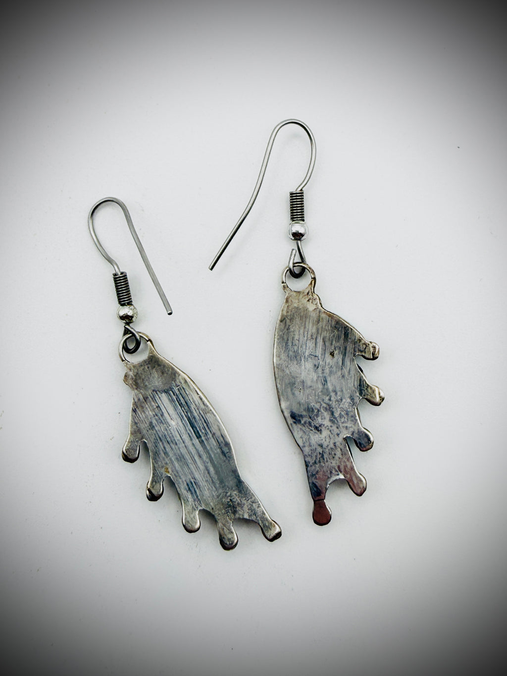 Vintage Needlepoint Turquoise Dangle Earrings | Sterling Silver