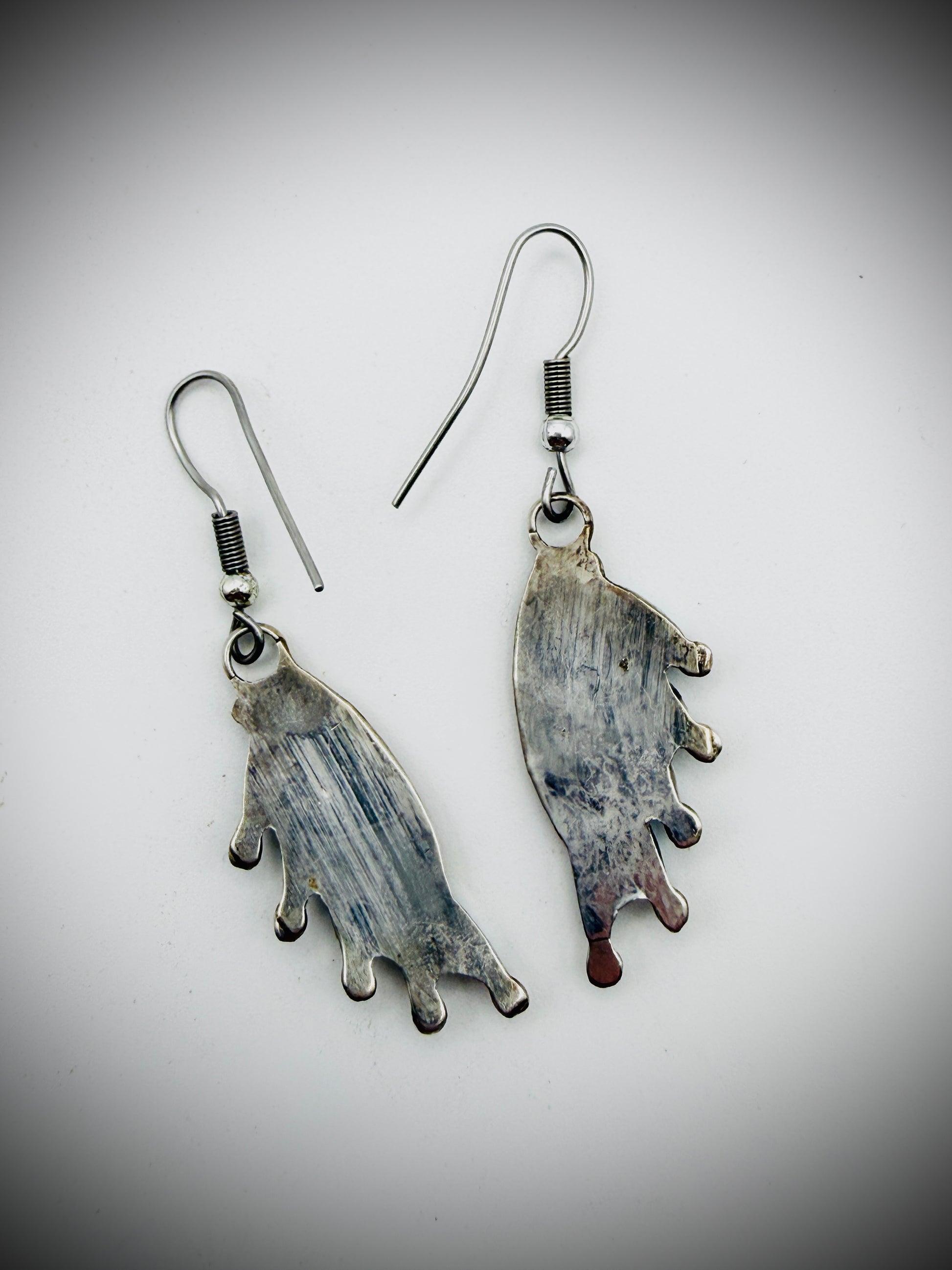 Vintage Needlepoint Turquoise Dangle Earrings | Sterling Silver