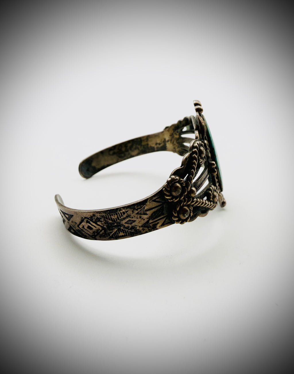 Vintage Sterling Turquoise-Style Cuff Bracelet - 23g
