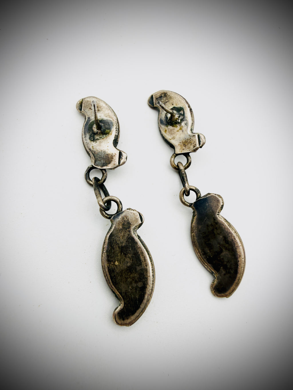 Vintage Snake Eye Turquoise Sterling Dangle Earrings