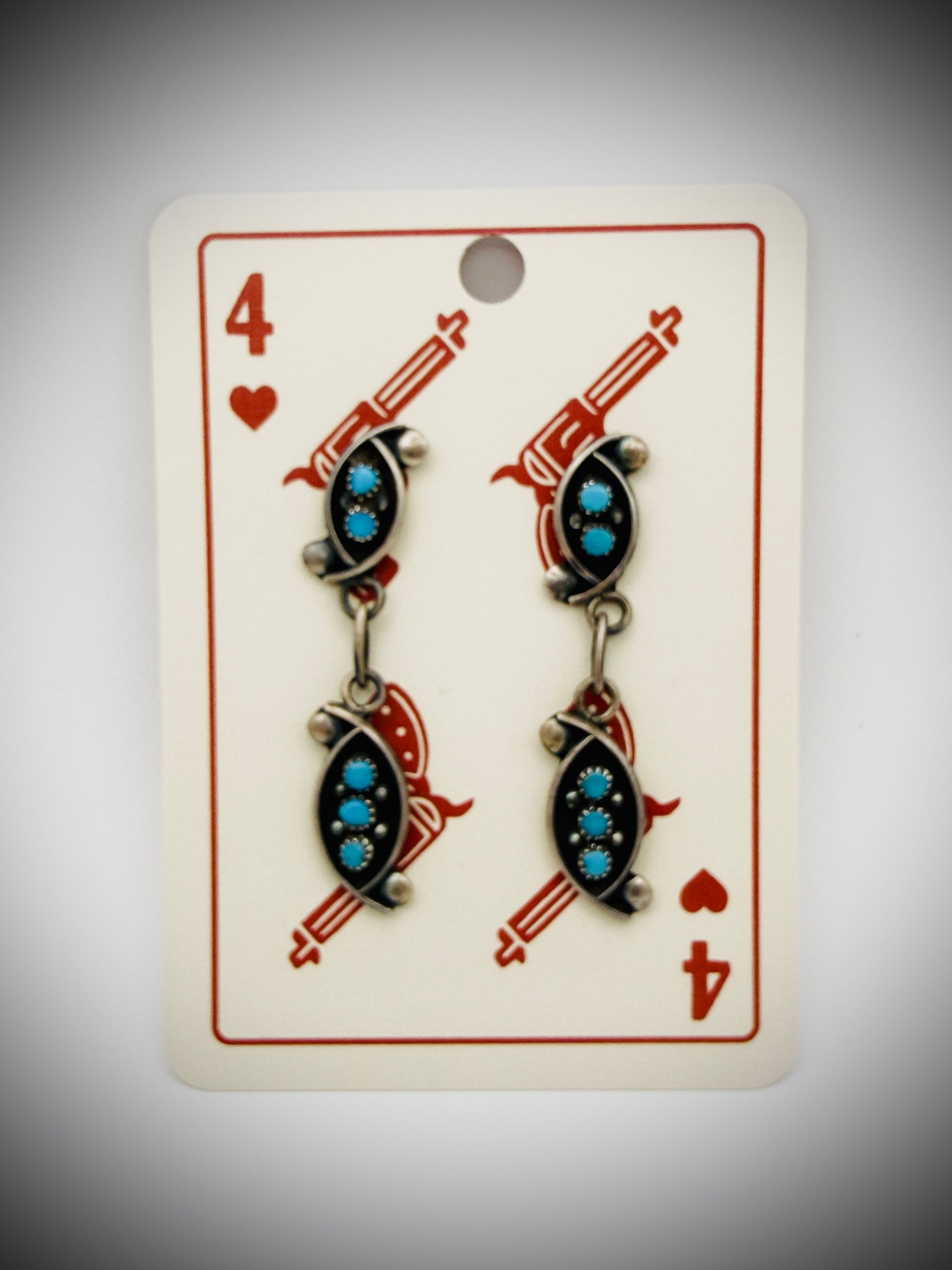 Vintage Snake Eye Turquoise Sterling Dangle Earrings