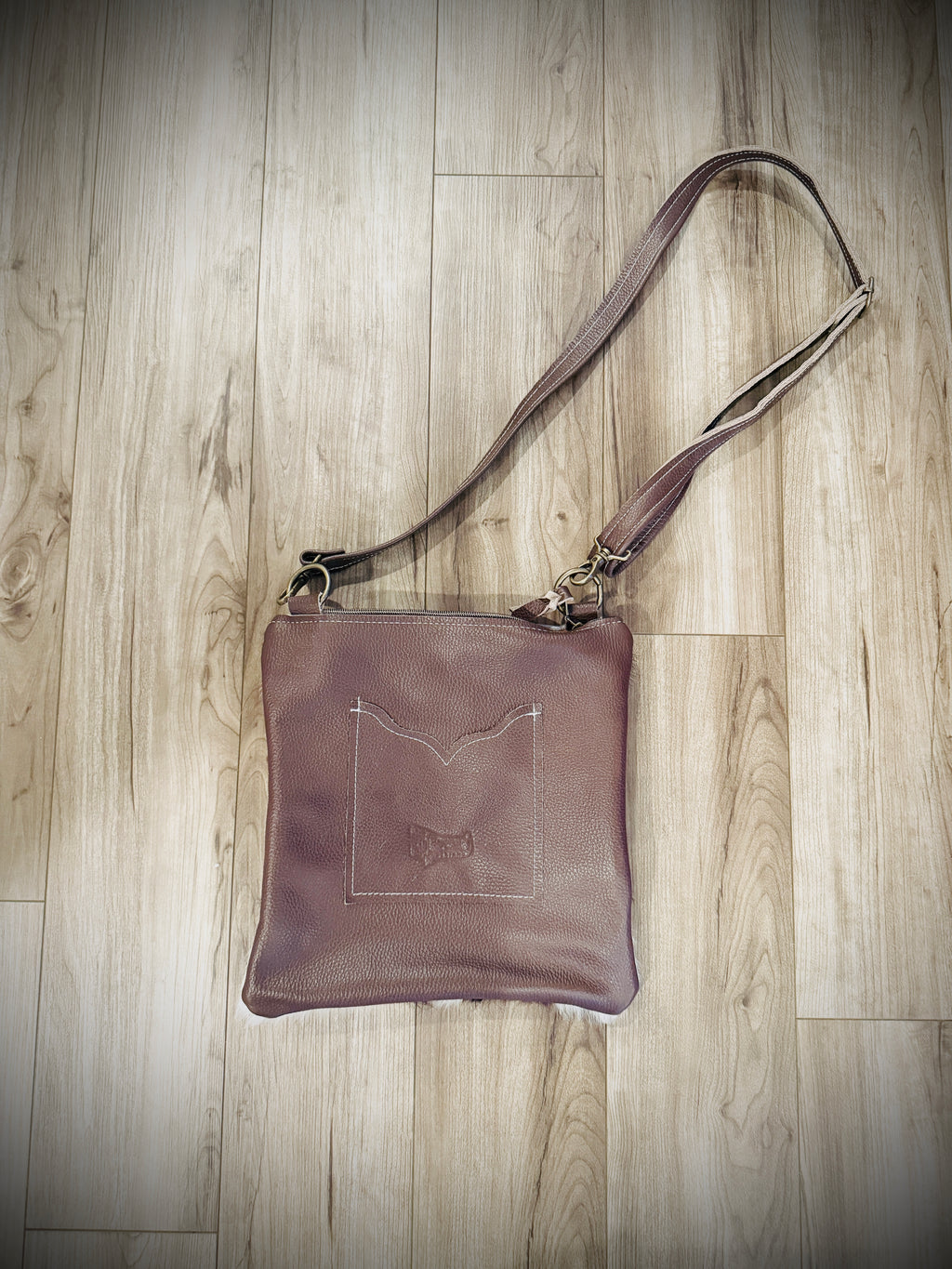 DCD “Shania” Tricolor Cowhide + Buffalo Skull Leather Crossbody | NWOT