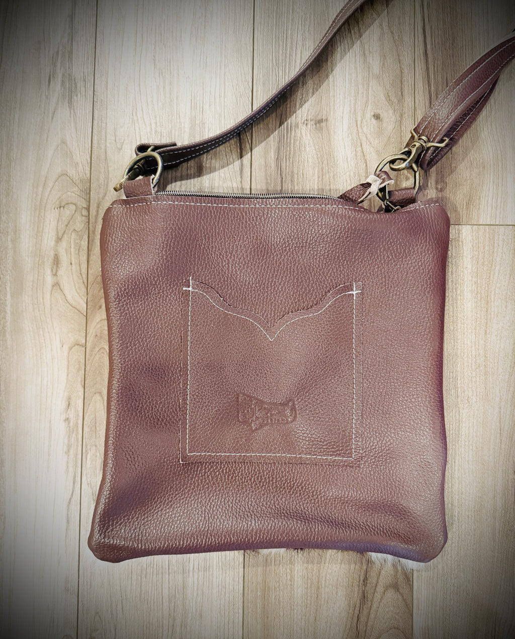 DCD “Shania” Tricolor Cowhide + Buffalo Skull Leather Crossbody | NWOT