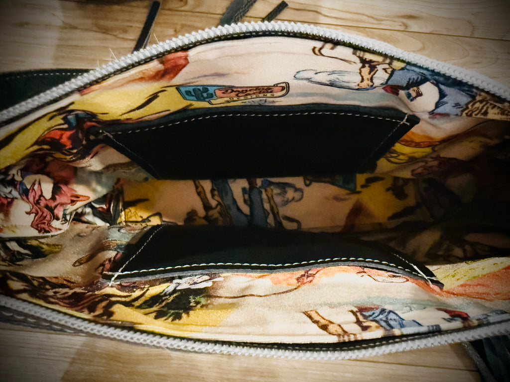 DCD “Annie” Shoulder Bag | Chocolate/White Hide + Lead Dallas Tool | Fringe