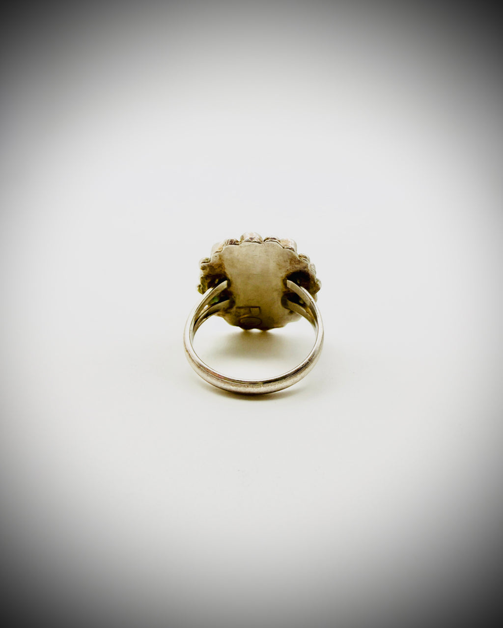 Sterling Turquoise Petit Point Cluster Ring Sz 6.5 signed “RQ”