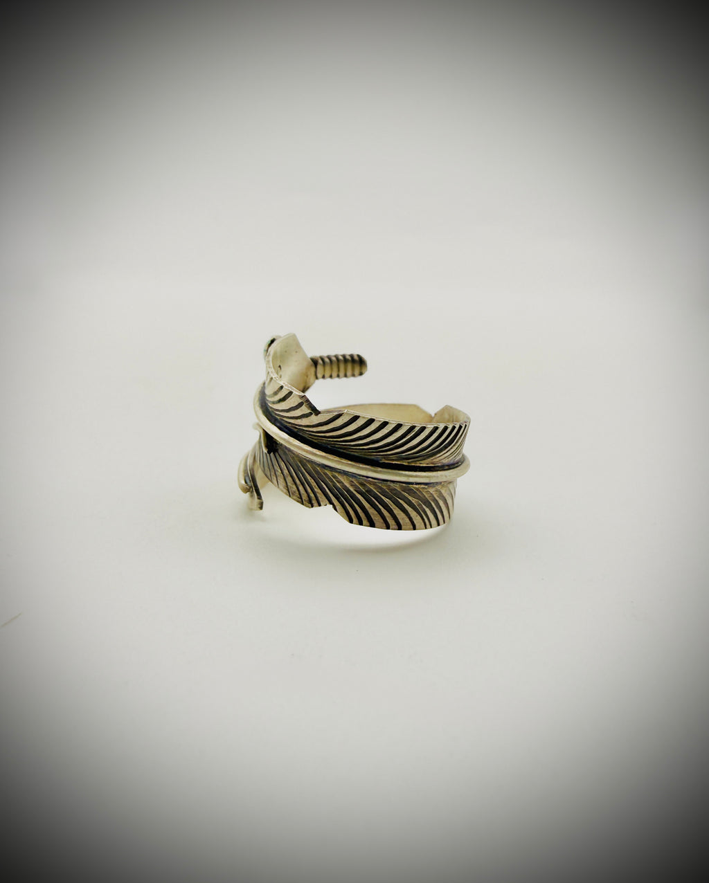 Navajo Chris Charley Sterling Turquoise Feather Bypass Ring