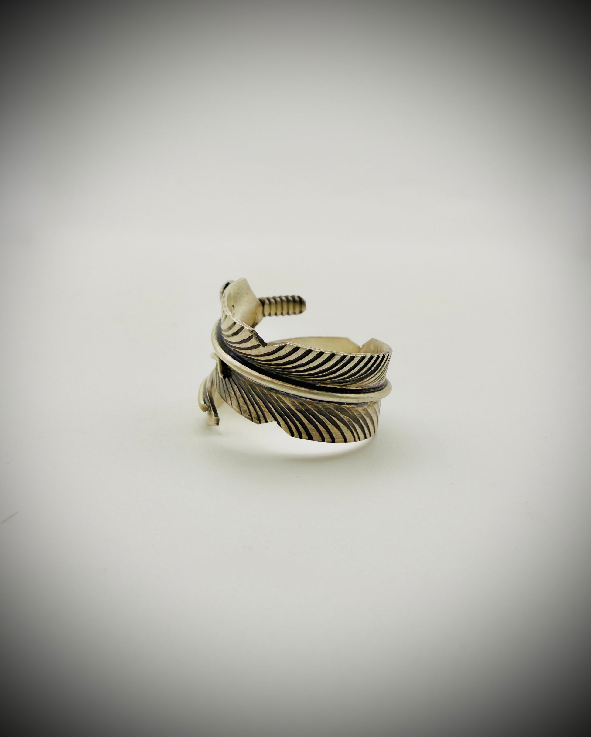 Navajo Chris Charley Sterling Turquoise Feather Bypass Ring