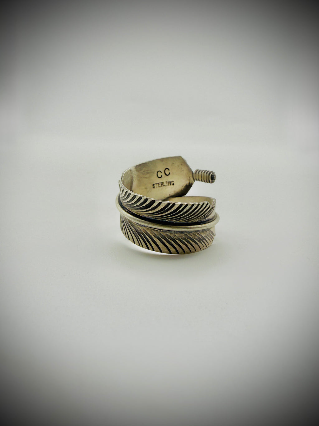 Navajo Chris Charley Sterling Turquoise Feather Bypass Ring
