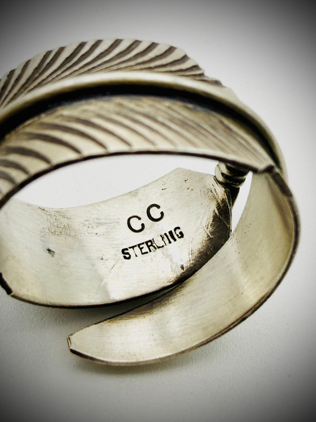 Navajo Chris Charley Sterling Turquoise Feather Bypass Ring