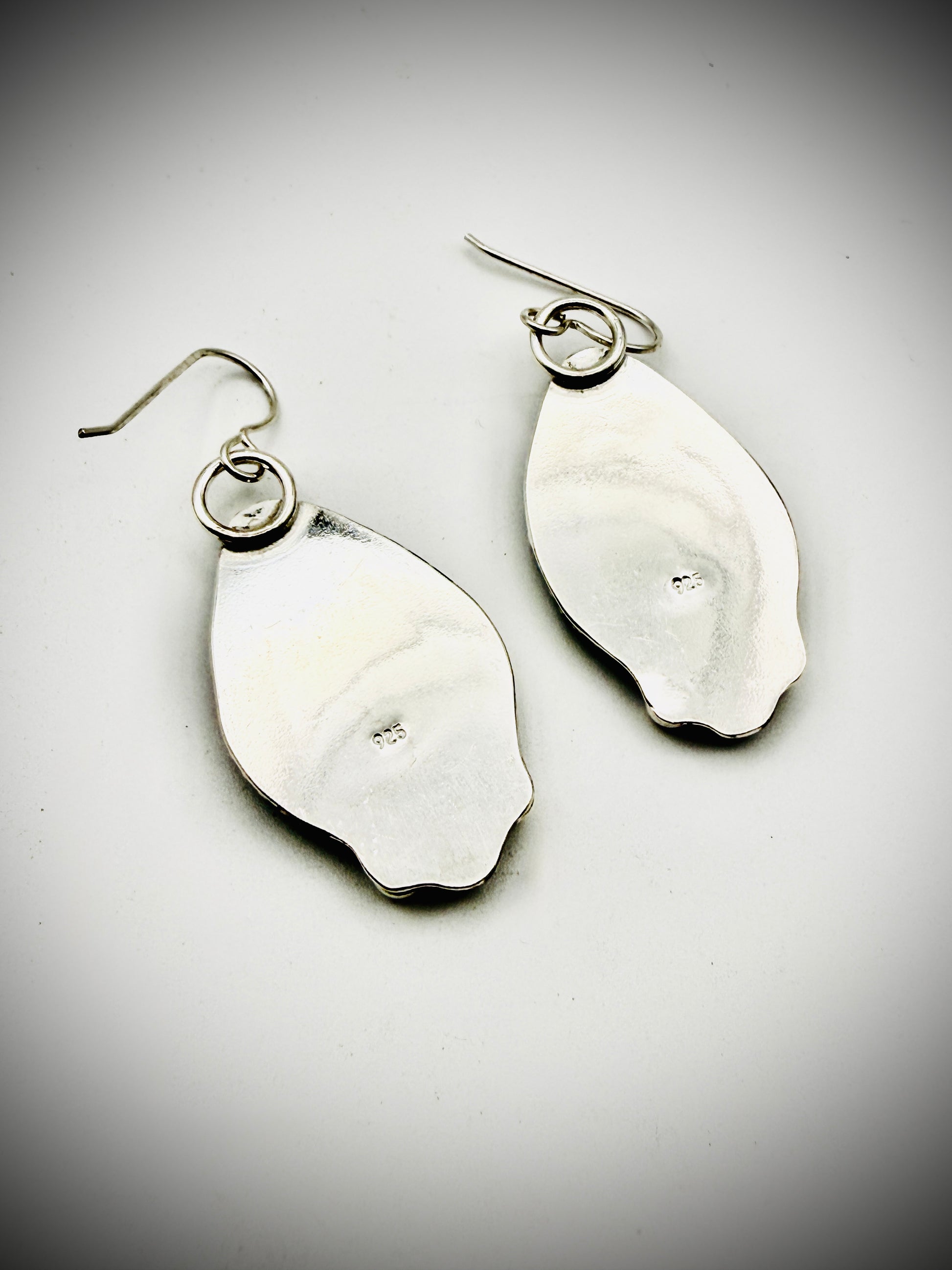 Sterling Silver Turquoise Teardrop Dangle Earrings 925 Artisan Made