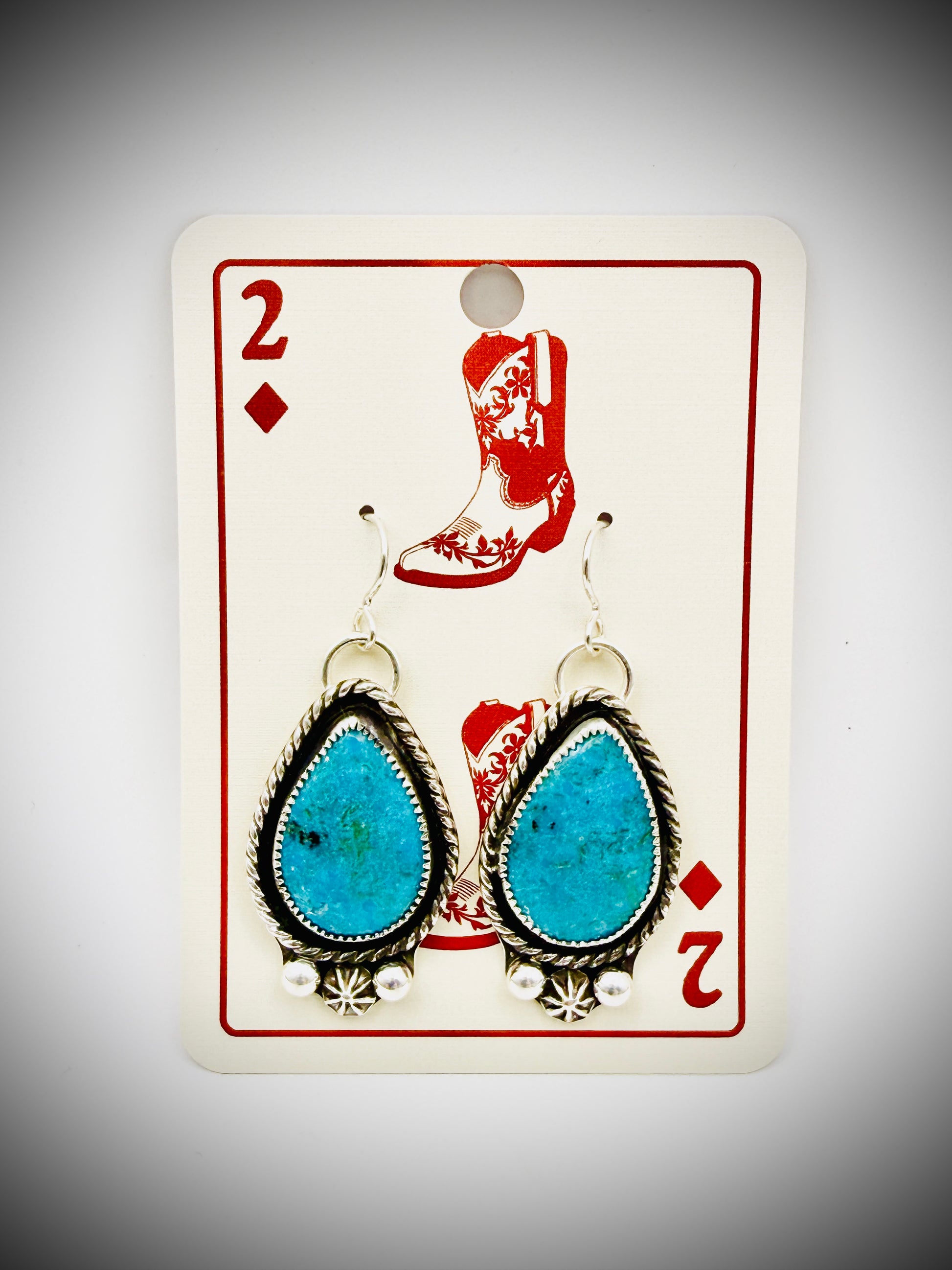 Sterling Silver Turquoise Teardrop Dangle Earrings 925 Artisan Made