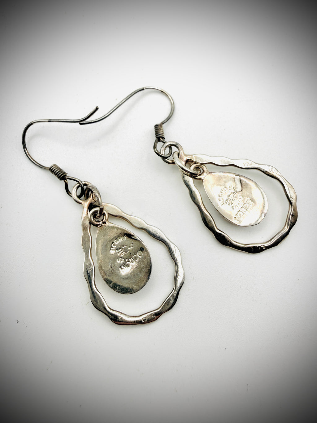 Taxco Mexico Sterling Silver Opal Dangle Earrings
