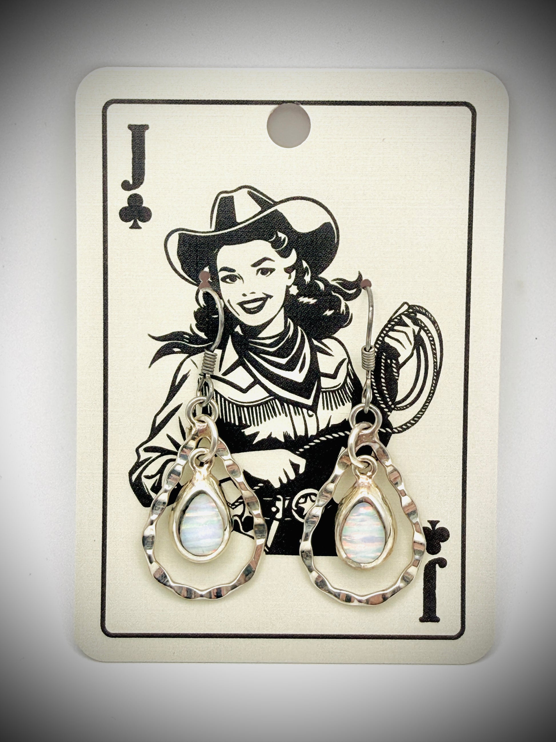 Taxco Mexico Sterling Silver Opal Dangle Earrings