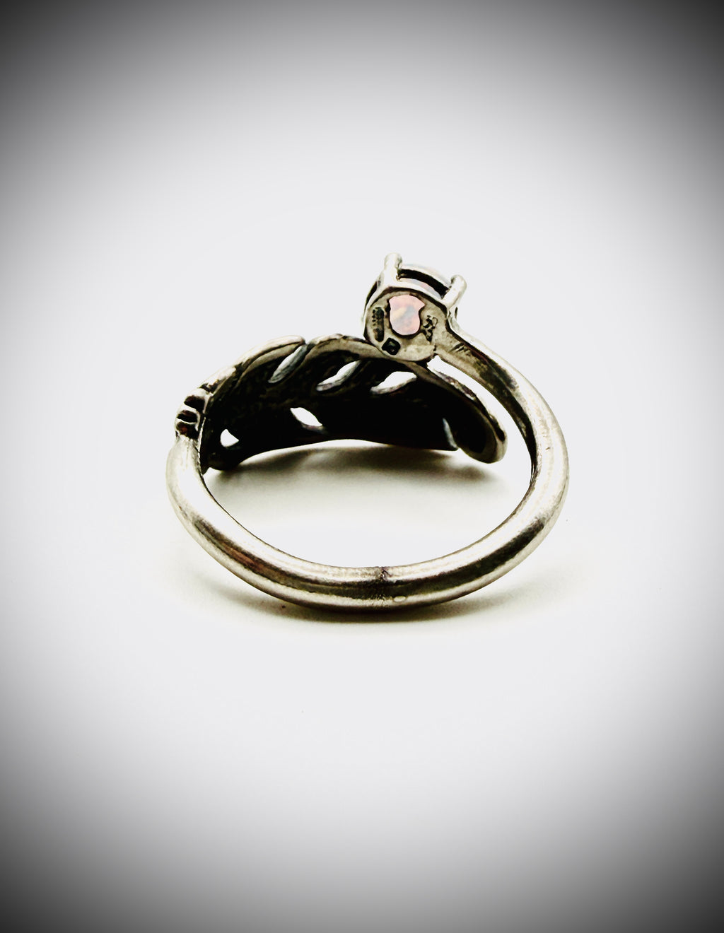 Sterling Silver Feather Bypass Opal Ring