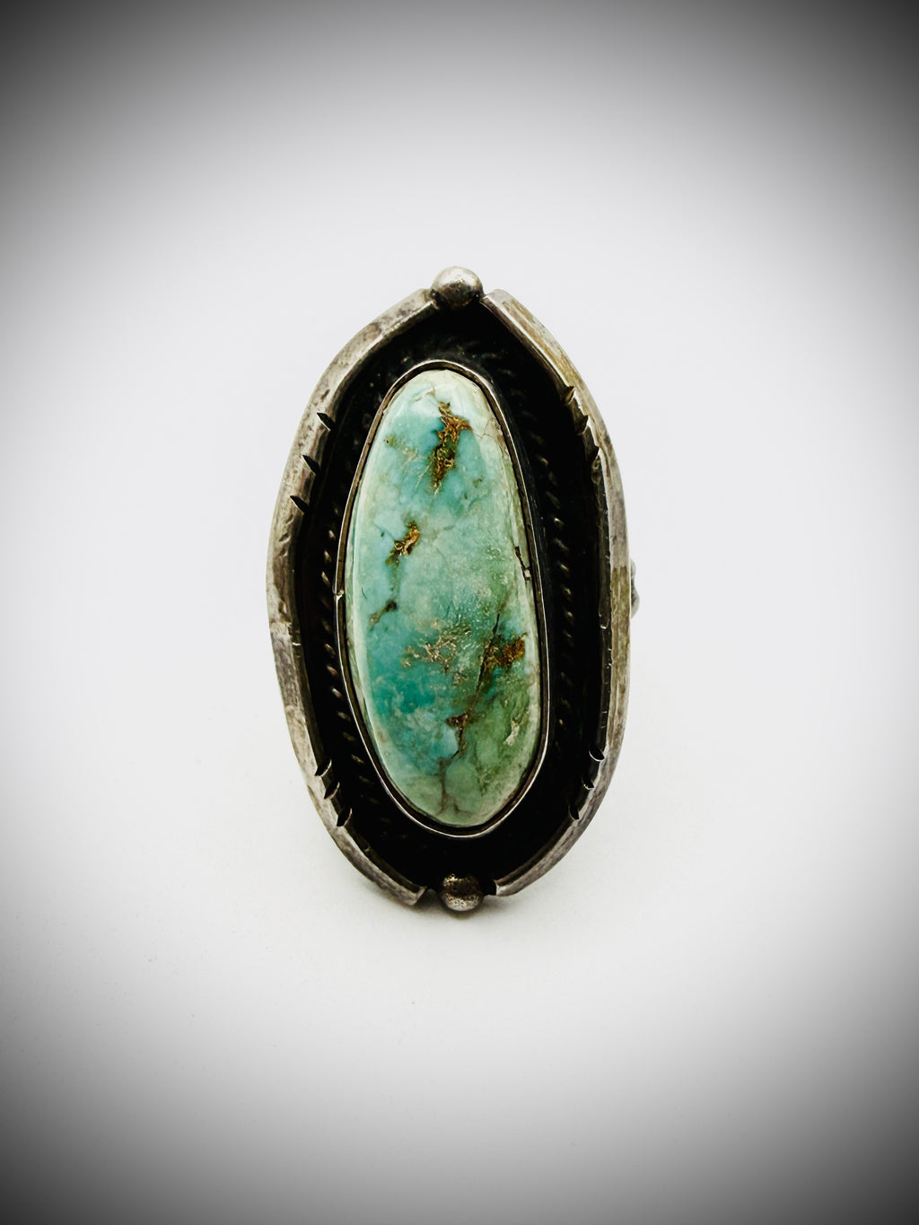 VINTAGE STERLING SILVER TURQUOISE RING | SIZE 4