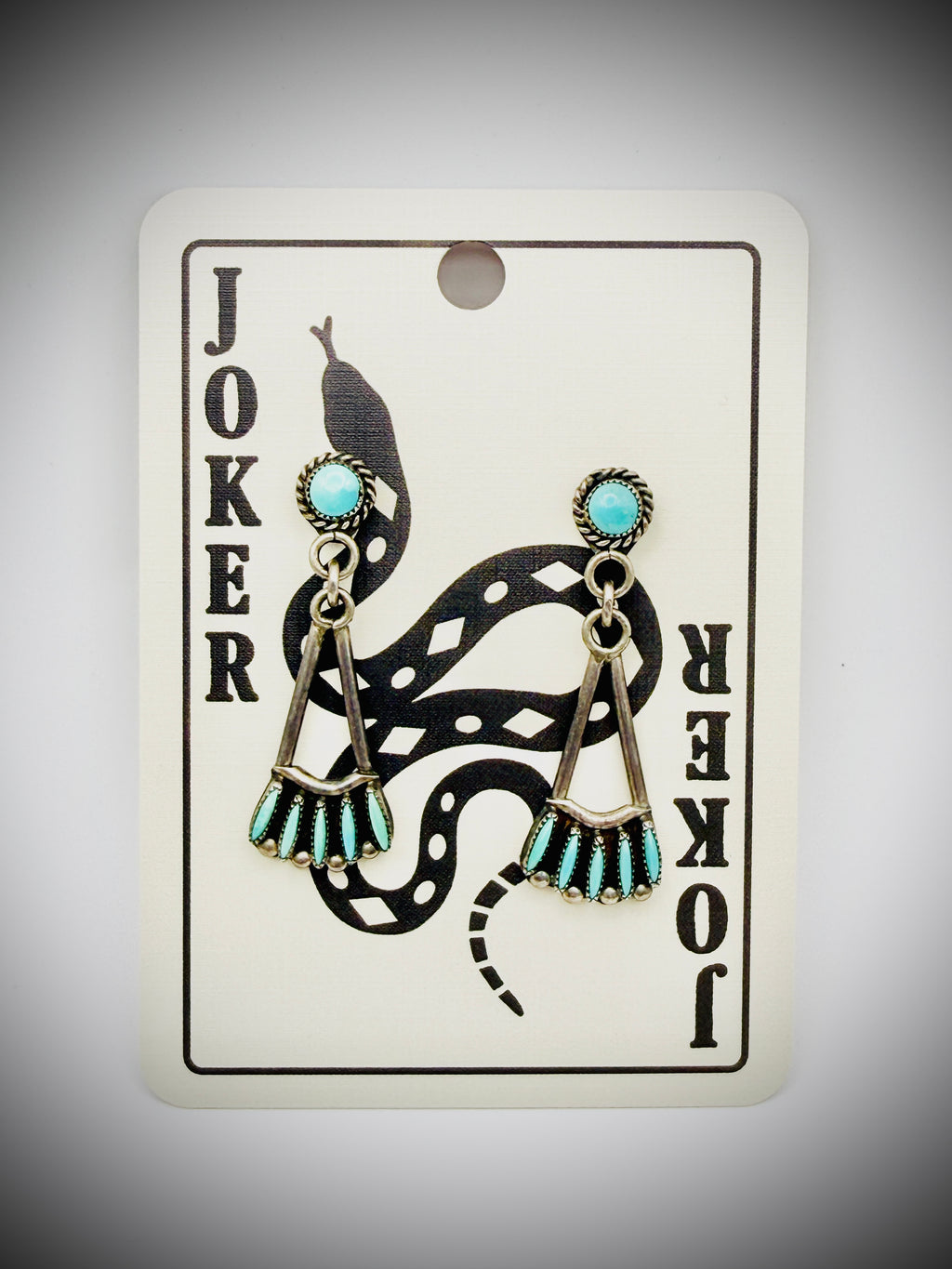 Zuni N. Haskie Turquoise Needlepoint Dangle Earrings