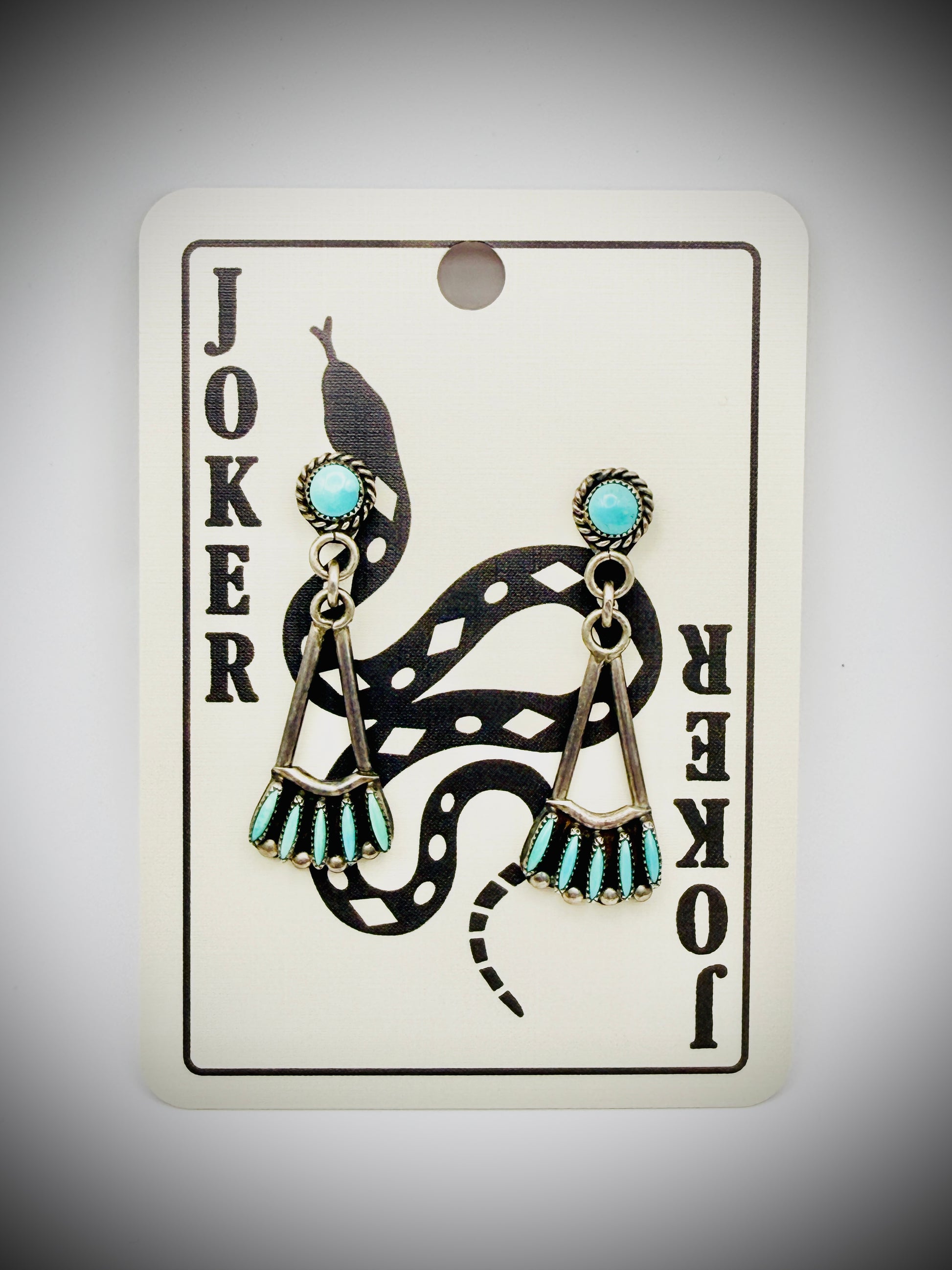 Zuni N. Haskie Turquoise Needlepoint Dangle Earrings
