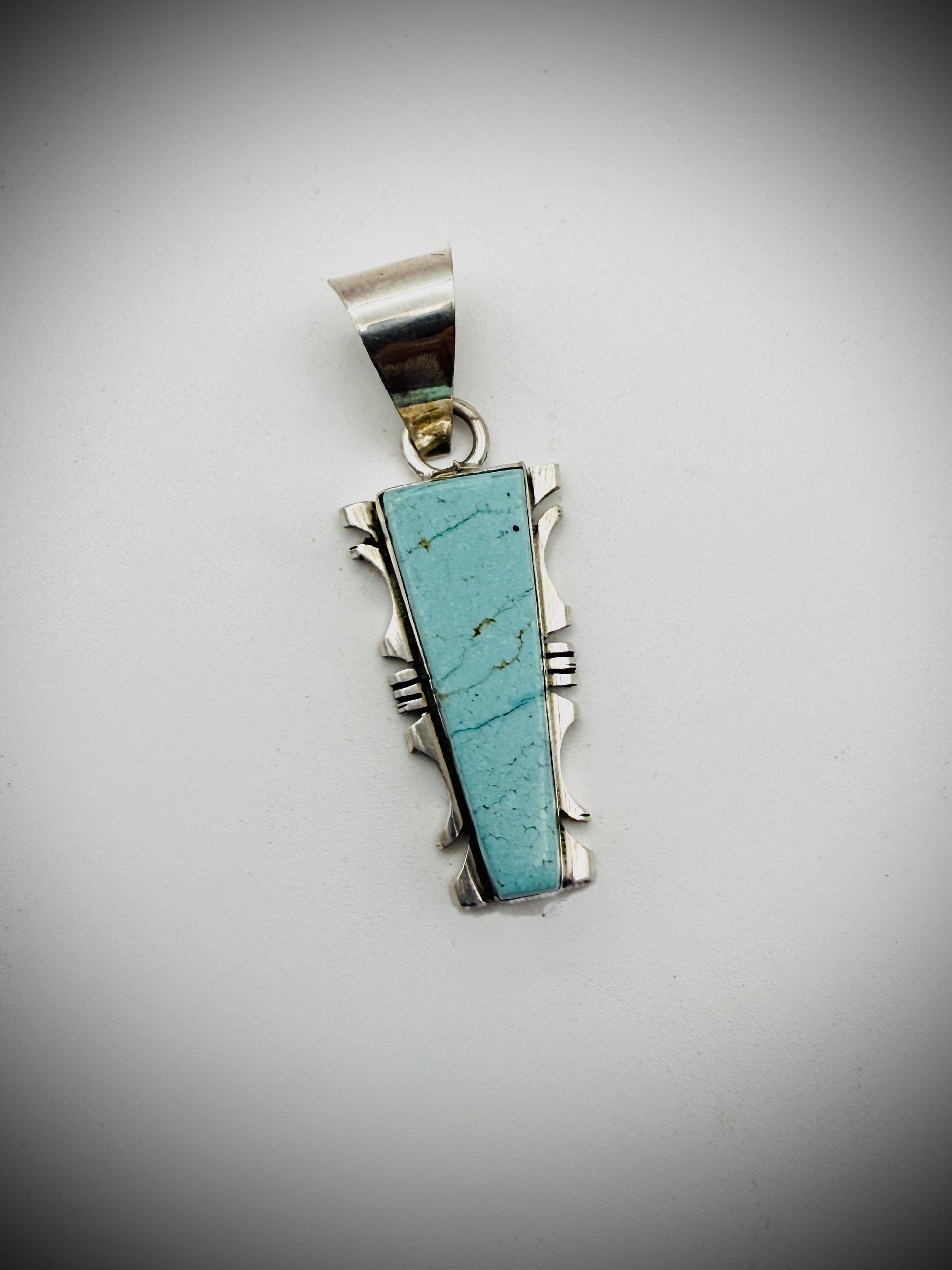 Steve Francisco SF Navajo Sterling Turquoise Inlay Pendant