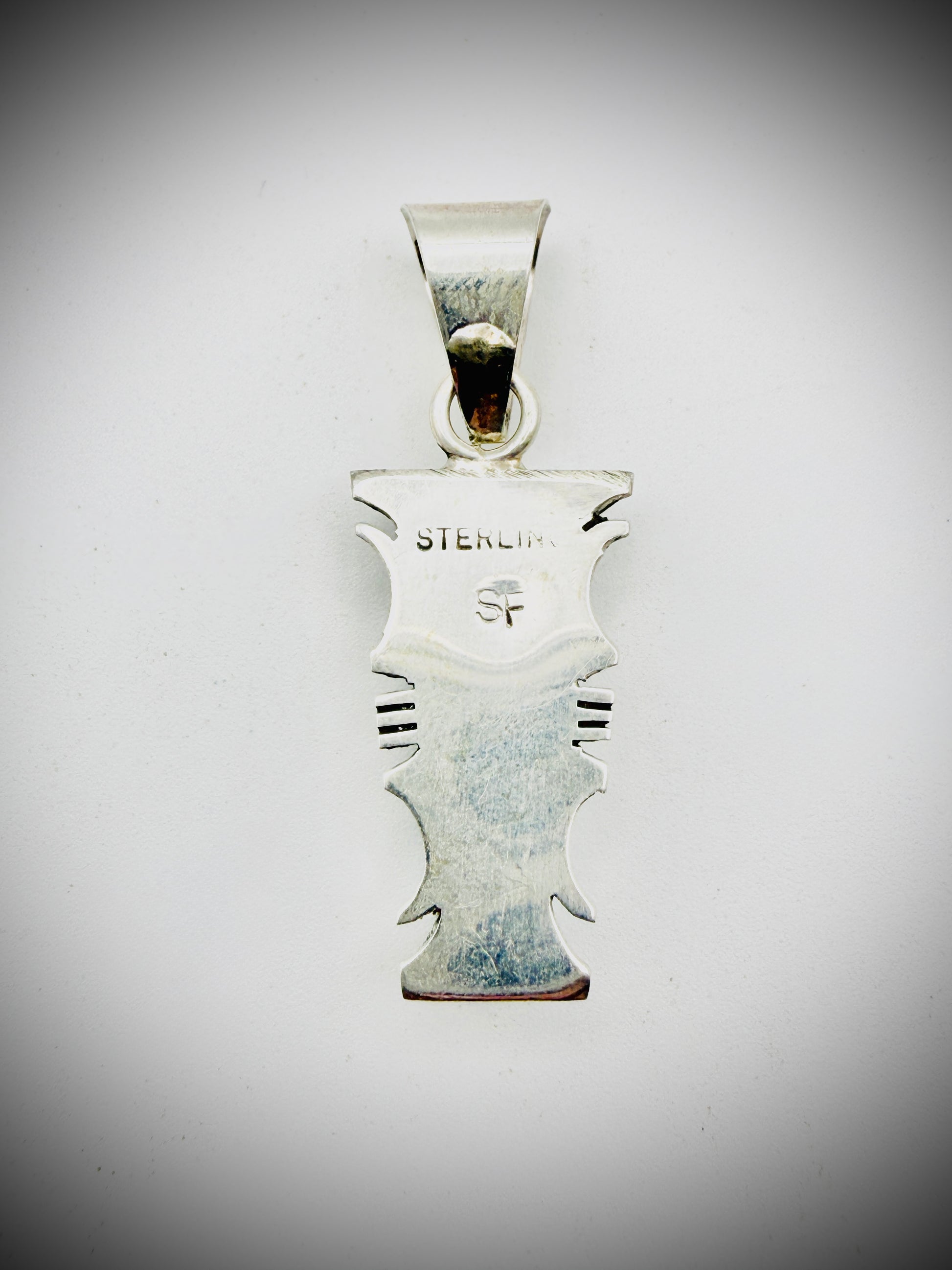 Steve Francisco SF Navajo Sterling Turquoise Inlay Pendant