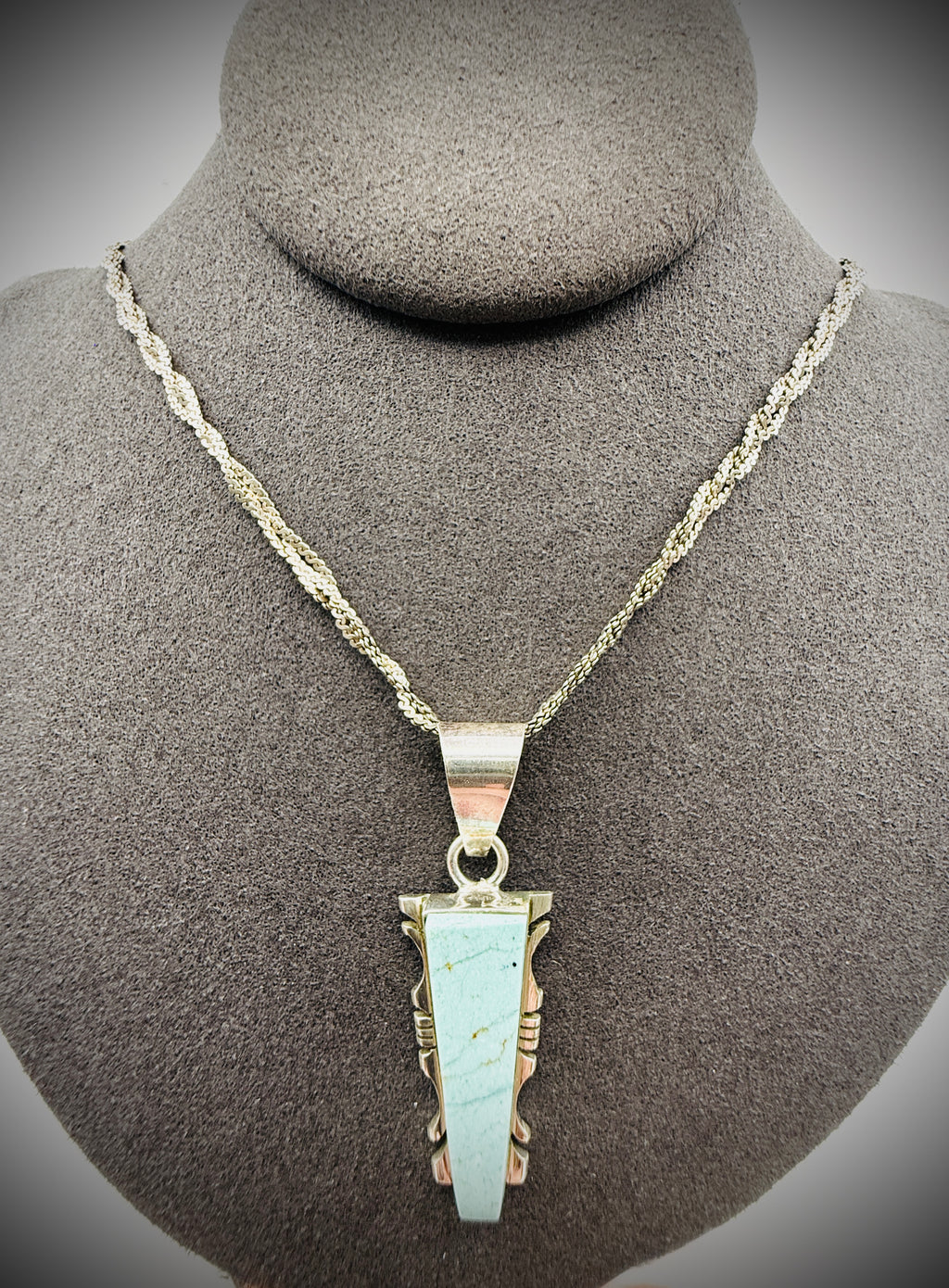 Steve Francisco SF Navajo Sterling Turquoise Inlay Pendant