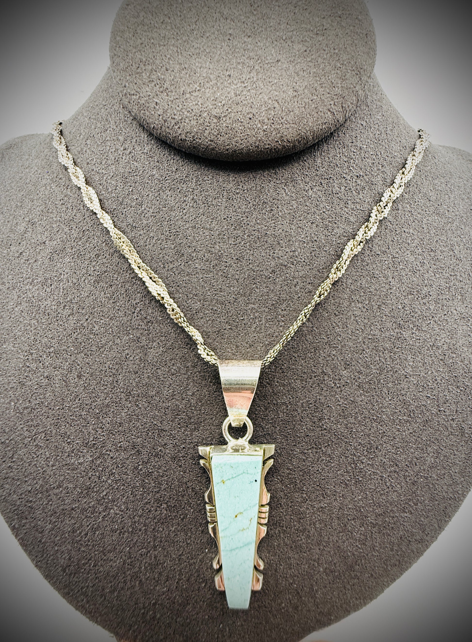 Steve Francisco SF Navajo Sterling Turquoise Inlay Pendant