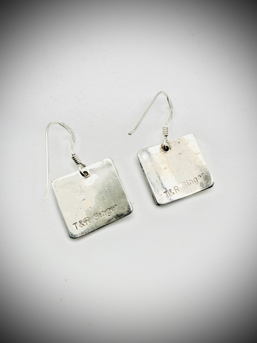 T&R Singer Navajo Sterling Gold Overlay Dangle Earrings