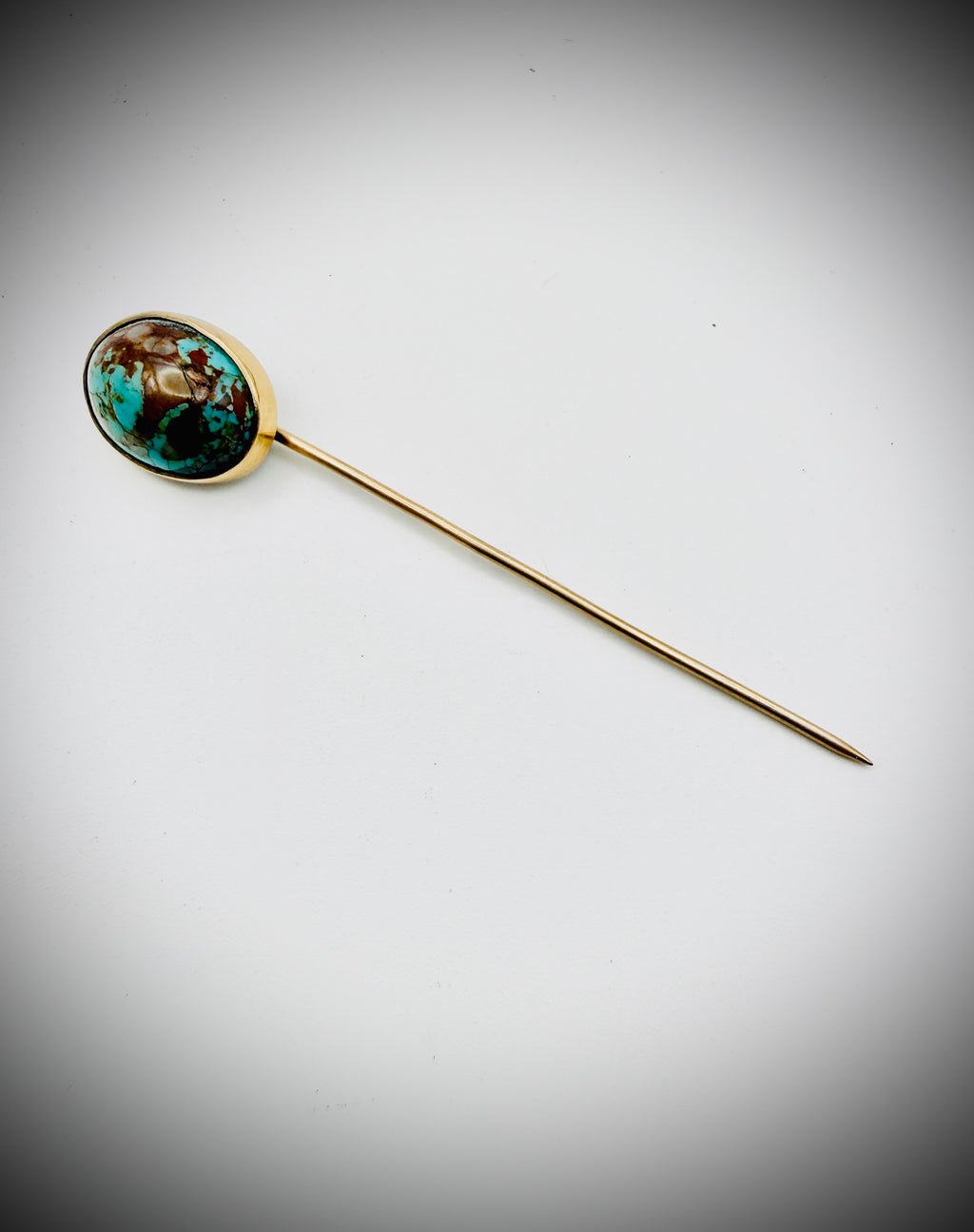Vintage 14K Gold Turquoise Stick Pin
