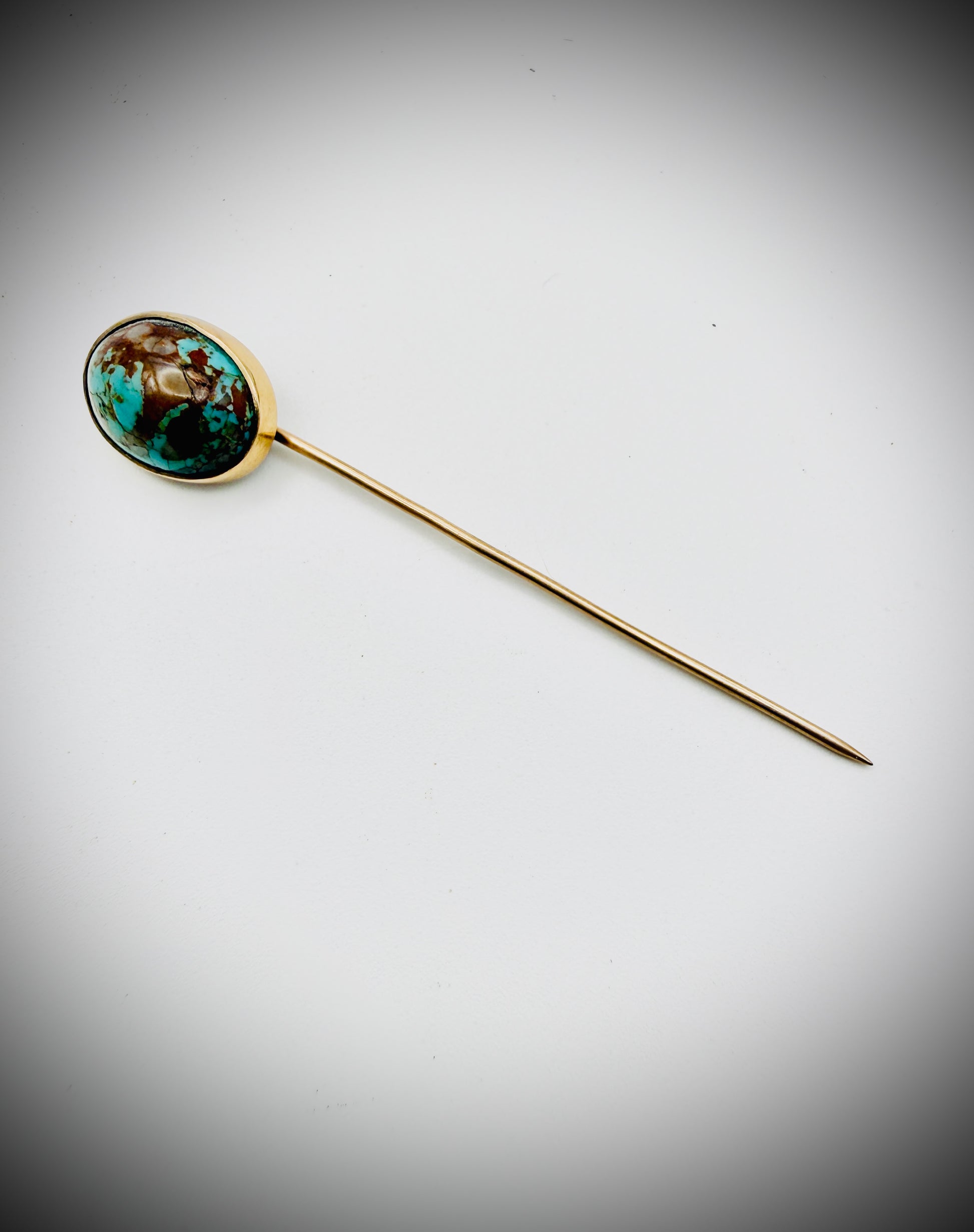 Vintage 14K Gold Turquoise Stick Pin