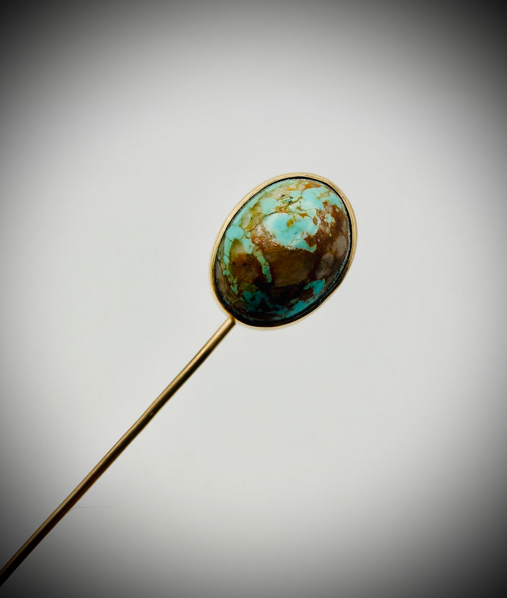 Vintage 14K Gold Turquoise Stick Pin