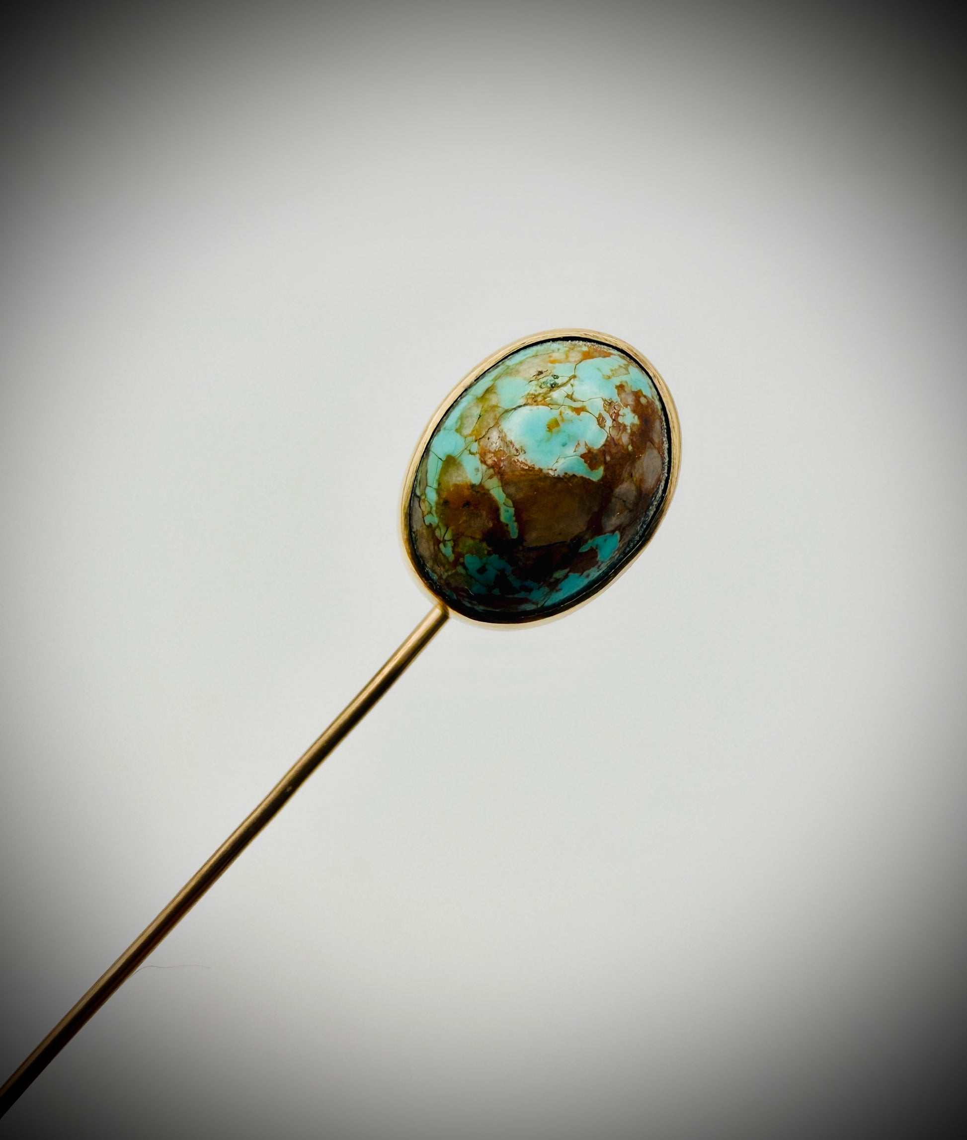 Vintage 14K Gold Turquoise Stick Pin