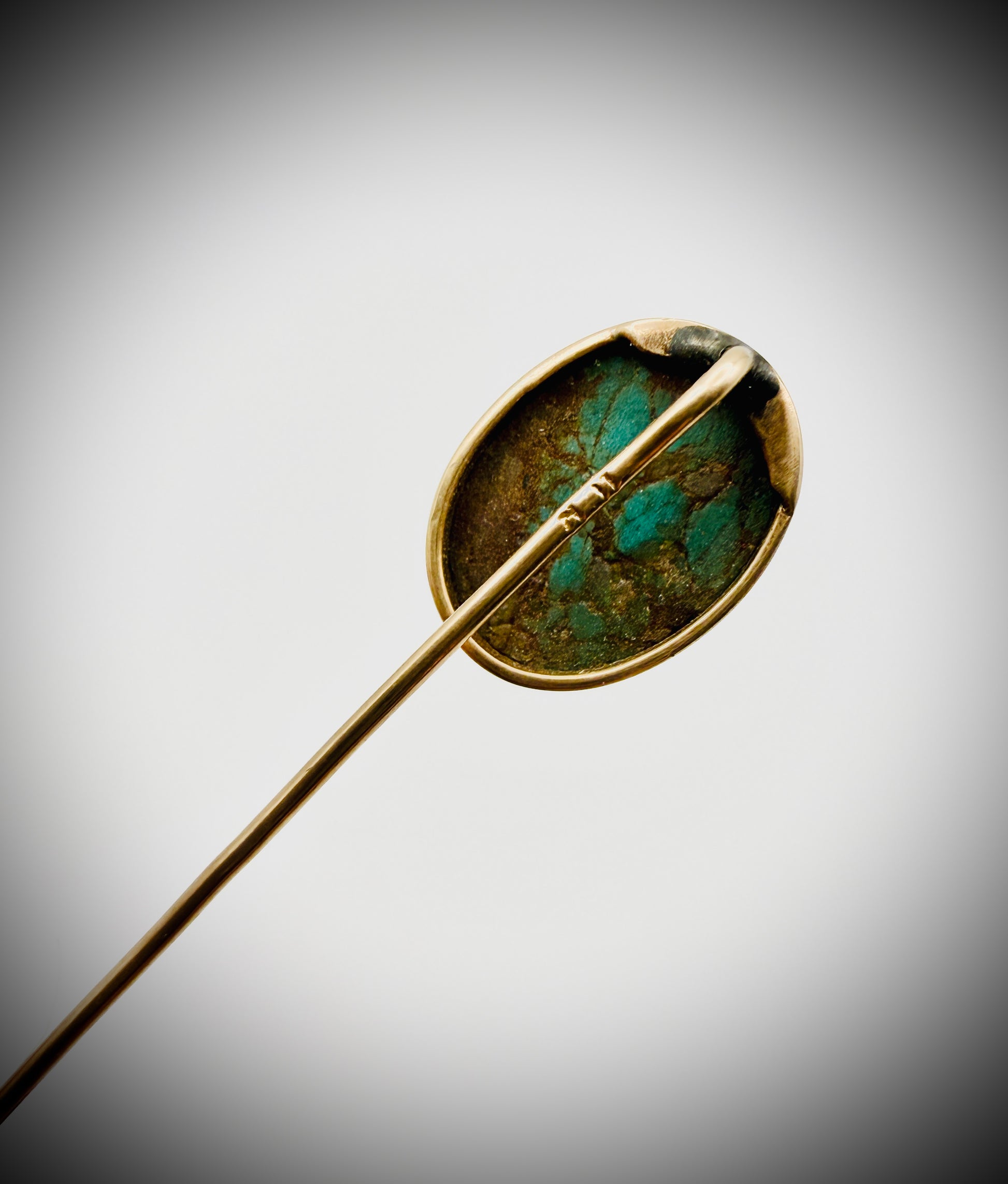 Vintage 14K Gold Turquoise Stick Pin