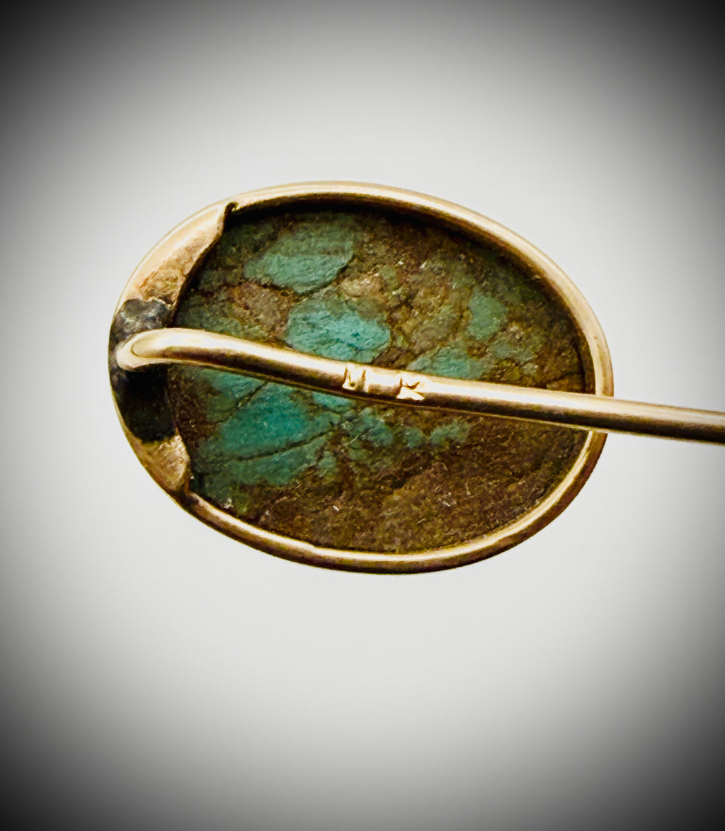 Vintage 14K Gold Turquoise Stick Pin