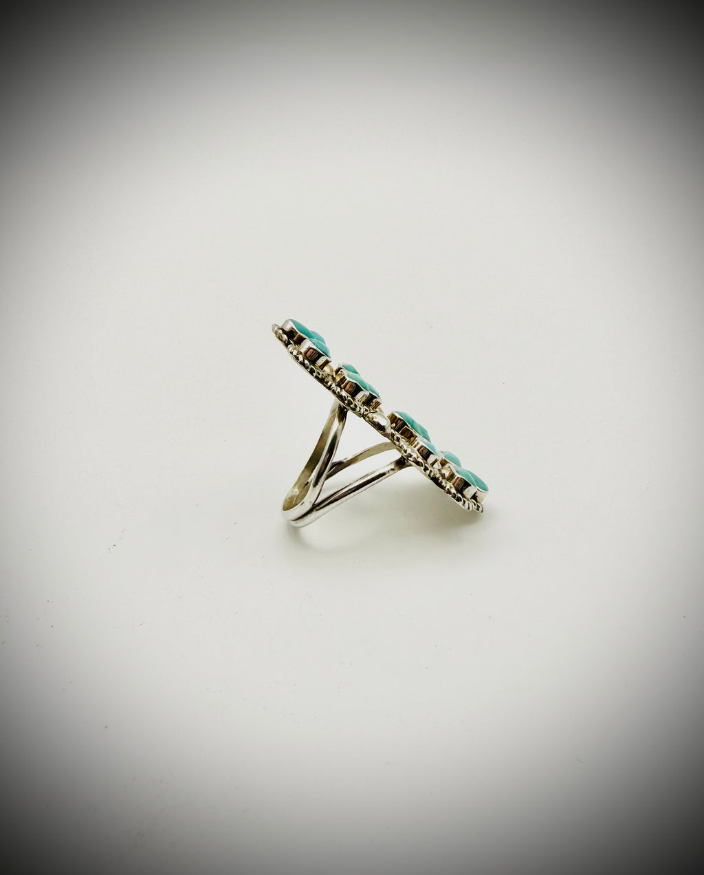 GINA DOSEDO ZUNI TURQUOISE FLOWER CLUSTER RING SZ 7.5