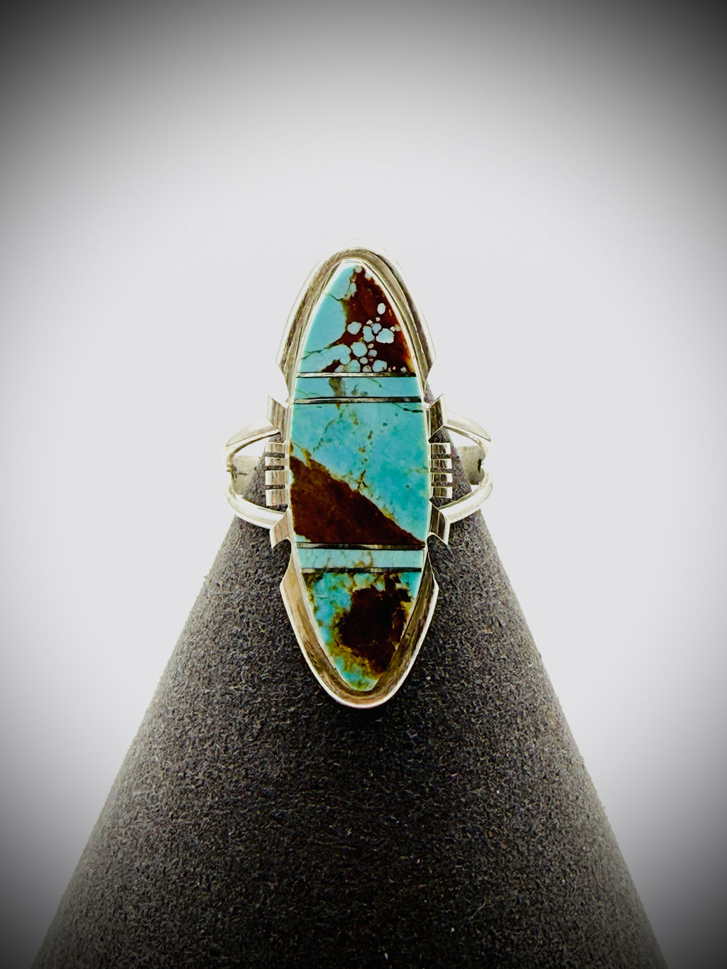 BRANDON ETCITTY STERLING NO. 8 TURQUOISE RING SZ 10