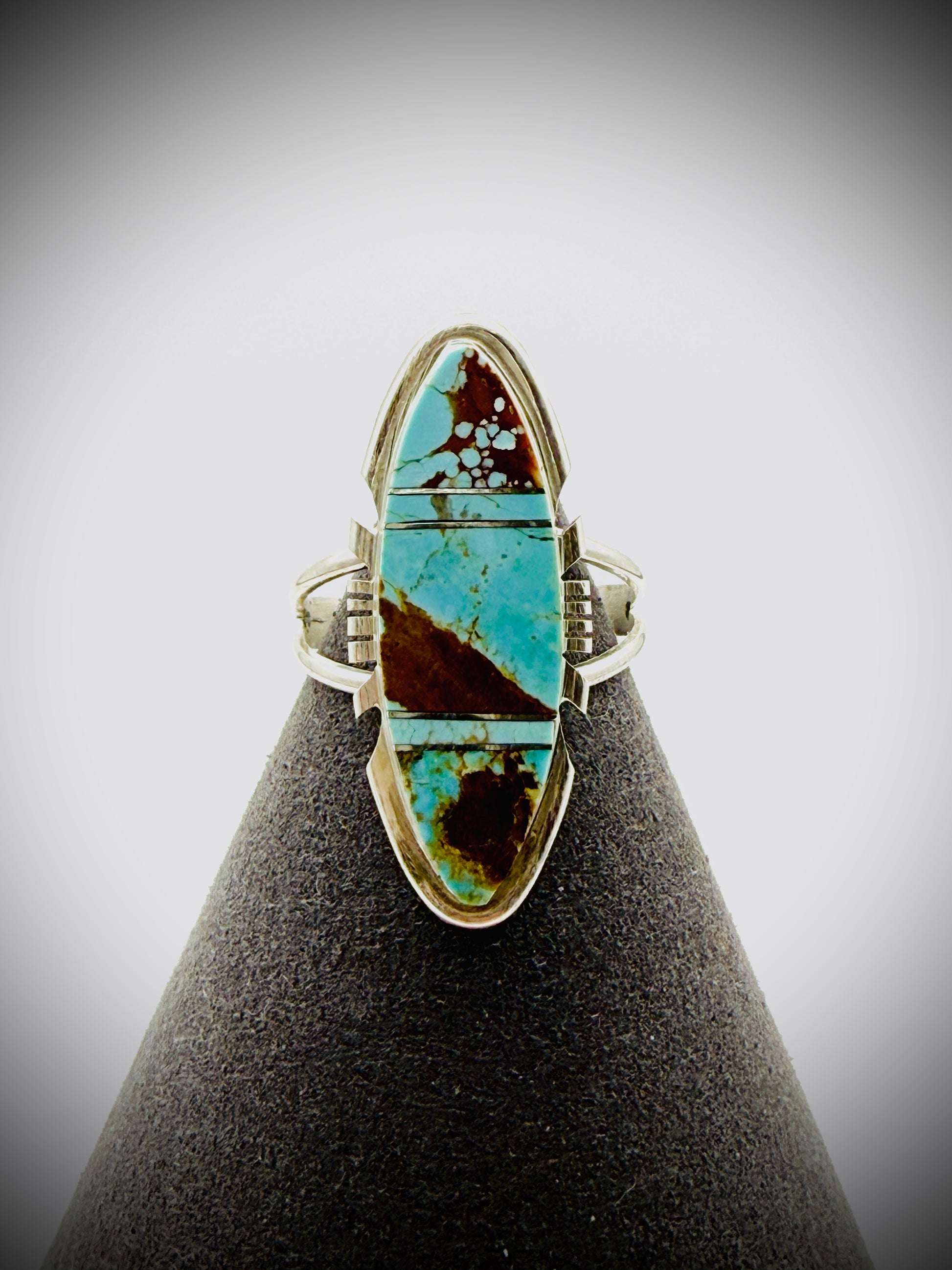 BRANDON ETCITTY STERLING NO. 8 TURQUOISE RING SZ 10