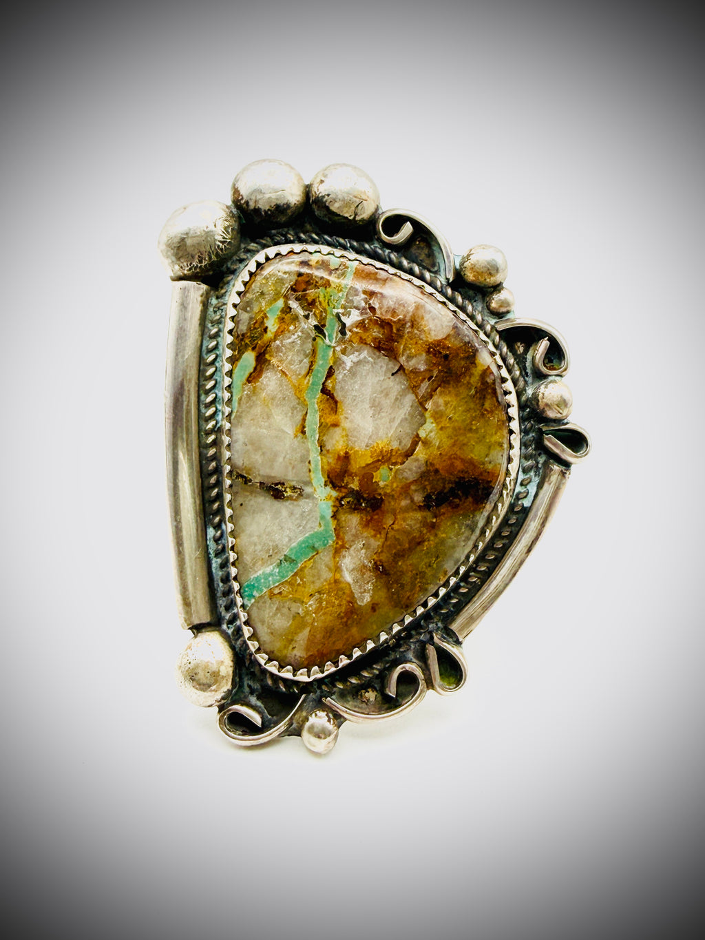 LESLIE NEZ STERLING ROYSTON RIBBON TURQUOISE RING SIZE 9.5