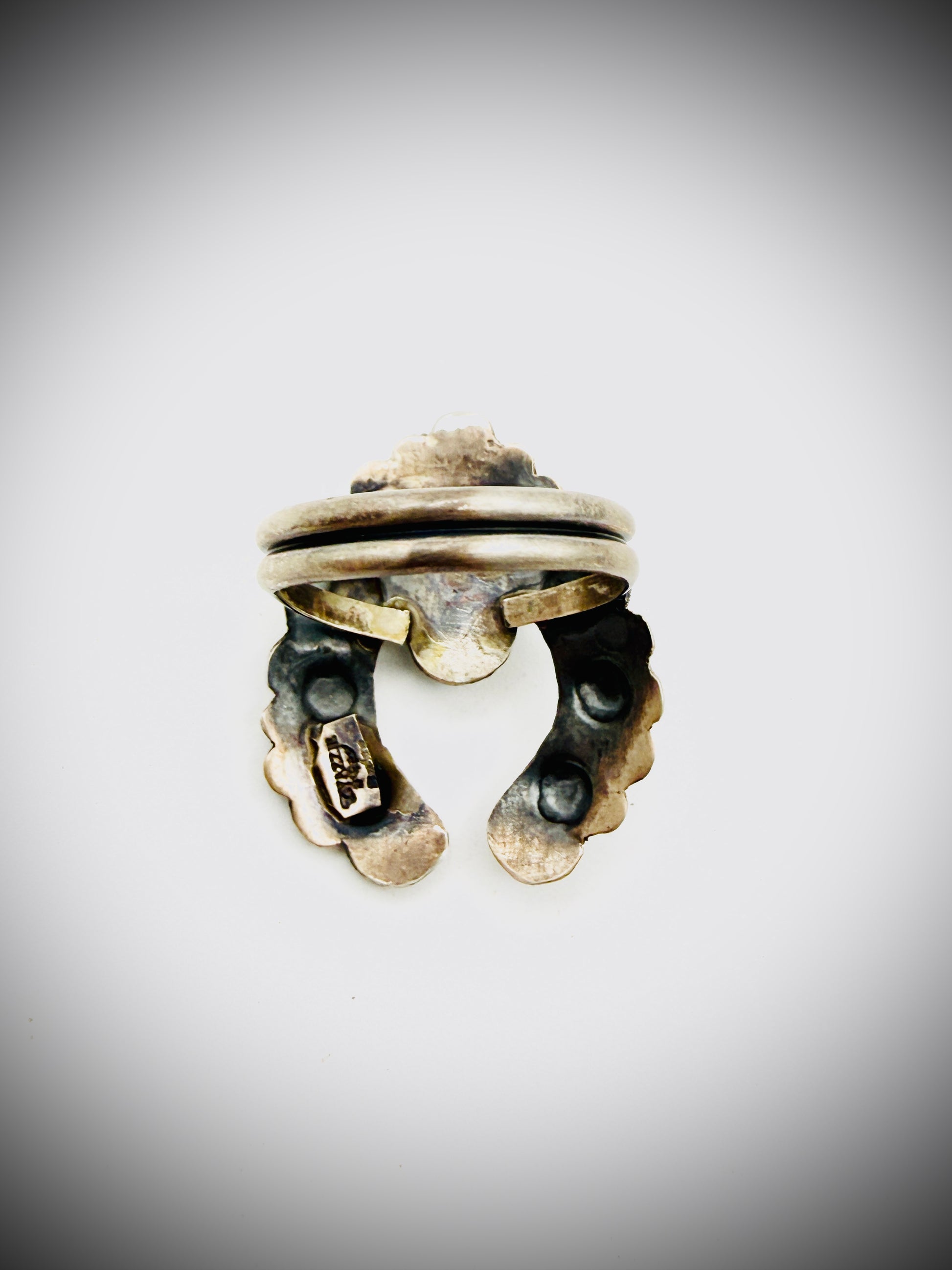 T. YAZZIE NAVAJO STERLING TURQUOISE NAJA RING SIZE 8.5