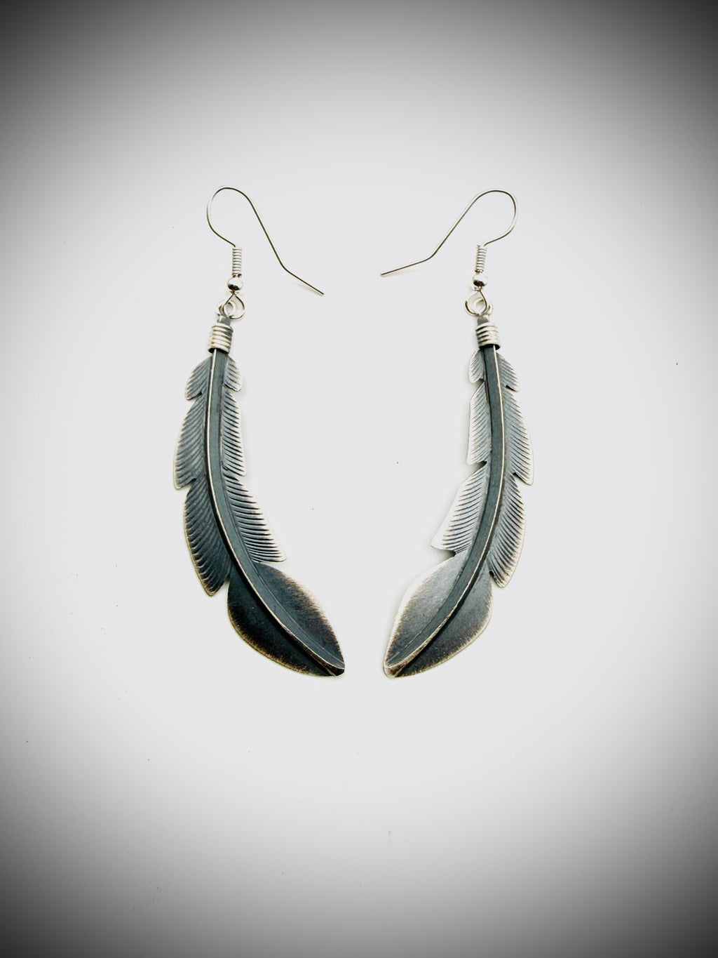 BILLY LONG NAVAJO STERLING FEATHER DANGLE EARRINGS