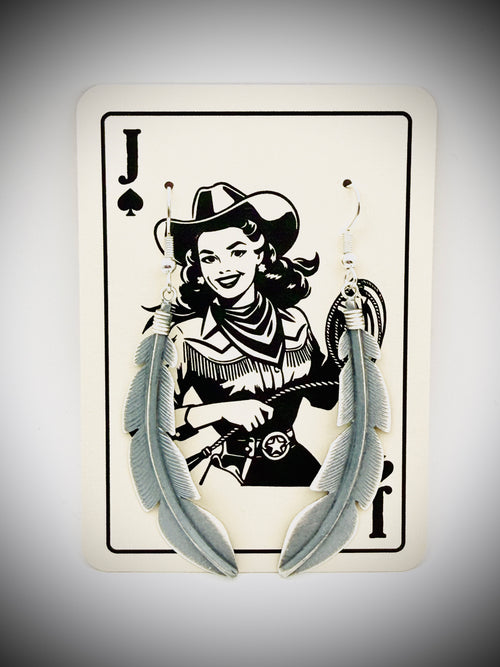 BILLY LONG NAVAJO STERLING FEATHER DANGLE EARRINGS